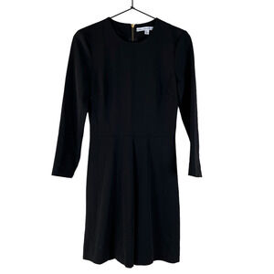 & Other Stories Womens Sheath Dress Black Pleated Jewel Neck Zip Long Sleeve 4